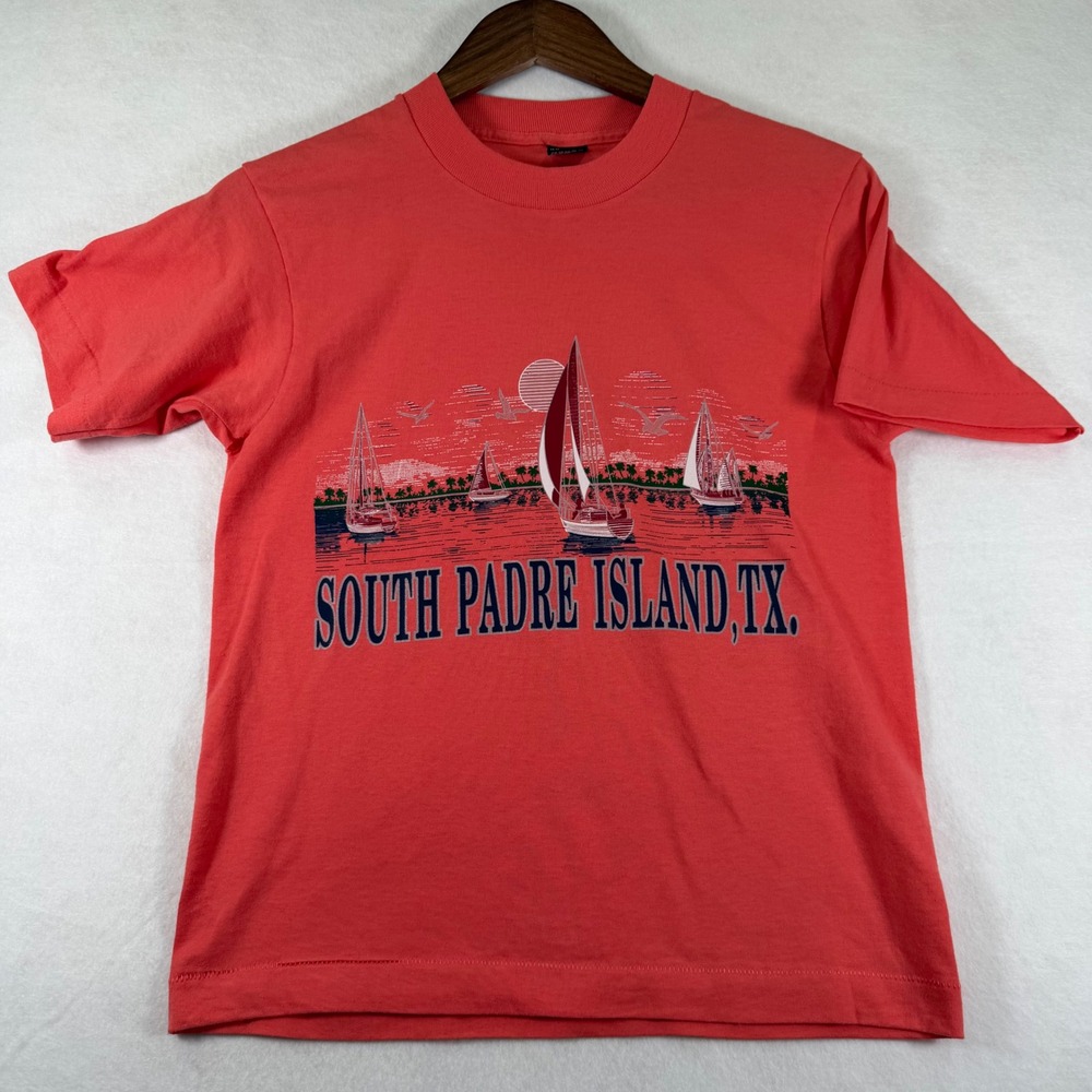 Vintage Fruit of the Loom South Padre Island TX T Shirt Kids 14-16 Single Stitch